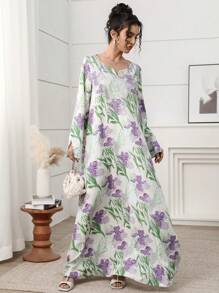 Yasmyna 女士土耳其长袍和传统贾拉比亚夏季连衣裙女士长裙，端庄的长袍 - 彩色 - 查看 4