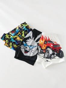 SHEIN 3pcs/Set Young Boy Digital Print Boxer Briefs - Multicolor - View 2