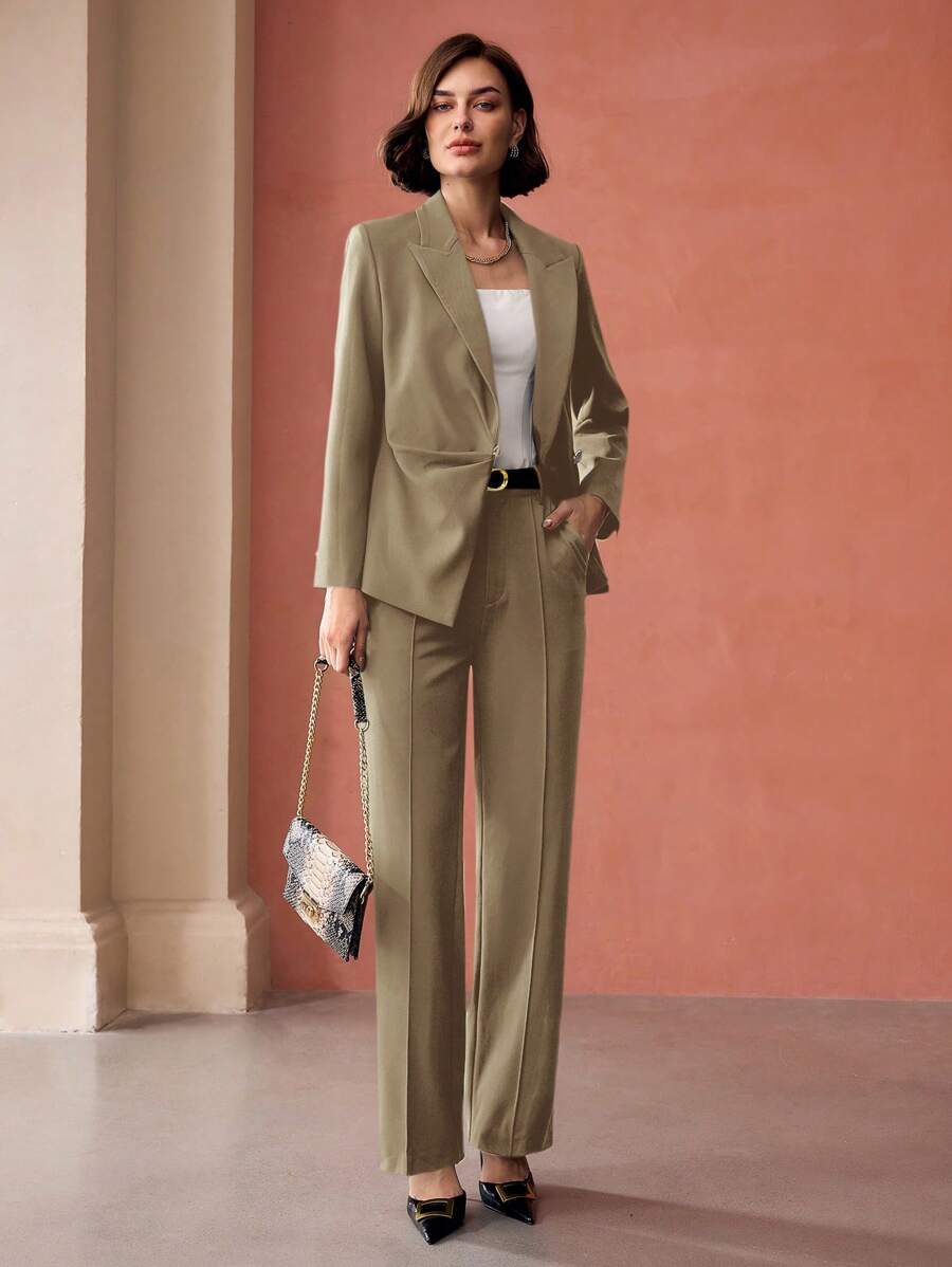 MOTF PREMIUM QUẦN VEST TÚI XÉO CÓ NHỜN ÉP - Màu Khaki - Xem 2