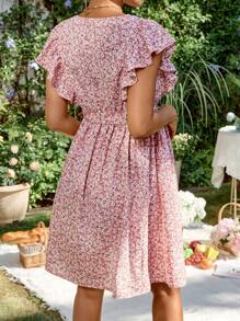 SHEIN Casual Vacation Floral Sundress For Pregnant & Nursing Mothers - Pink - View 2