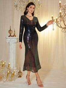 Modelyn Women's Fashionable Gradient Sequin Dress Fall Cloth For Women - Multicolor - View 4