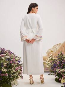 Al Najma 女士土耳其长袍和阿拉伯传统长裙 - 白色 - 查看 4