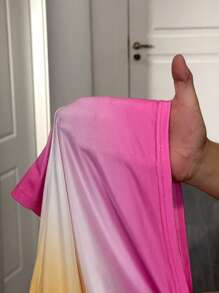 Slaydiva Casual U-Neck Vest Yellow Top Gradient Printed Shorts Tight Women's Plus Two-Piece Set-C