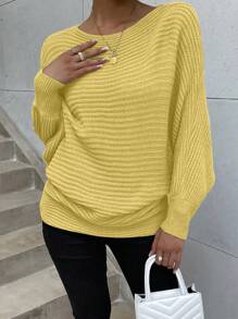 SHEIN Clasi Solid Color Long Sleeve Pullover Sweater, Casual And Fashionable Everyday Wear