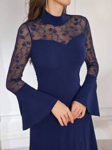 Modelyn Modelyn French Patchwork Dress, High-End Sophisticated Women's Formal Evening Gown, Spring/Summer 2025 New Arrival - Blue - View 7