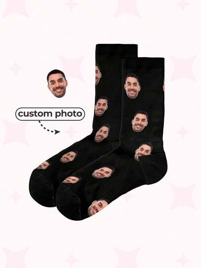 1 Pair Custom Face Socks, Custom Photo Sock, Custom Printed Socks, Personalized Funny Face Socks, Custom Picture Socks, Put Any Face On The Socks, Anniversary Gift, Valentine Gift, Birthday Gift, Wedding Gift,Colorful,Cute,Adorable,Contracted,Funny,Custom,Unique,Customized,Personalized,Ideal Gifts For Him,Ideal Gifts For Her,Boyfriend,Girlfriend,Family,Friends,Her, Fall,Chic Autumn,Christmas Home Atmosphere