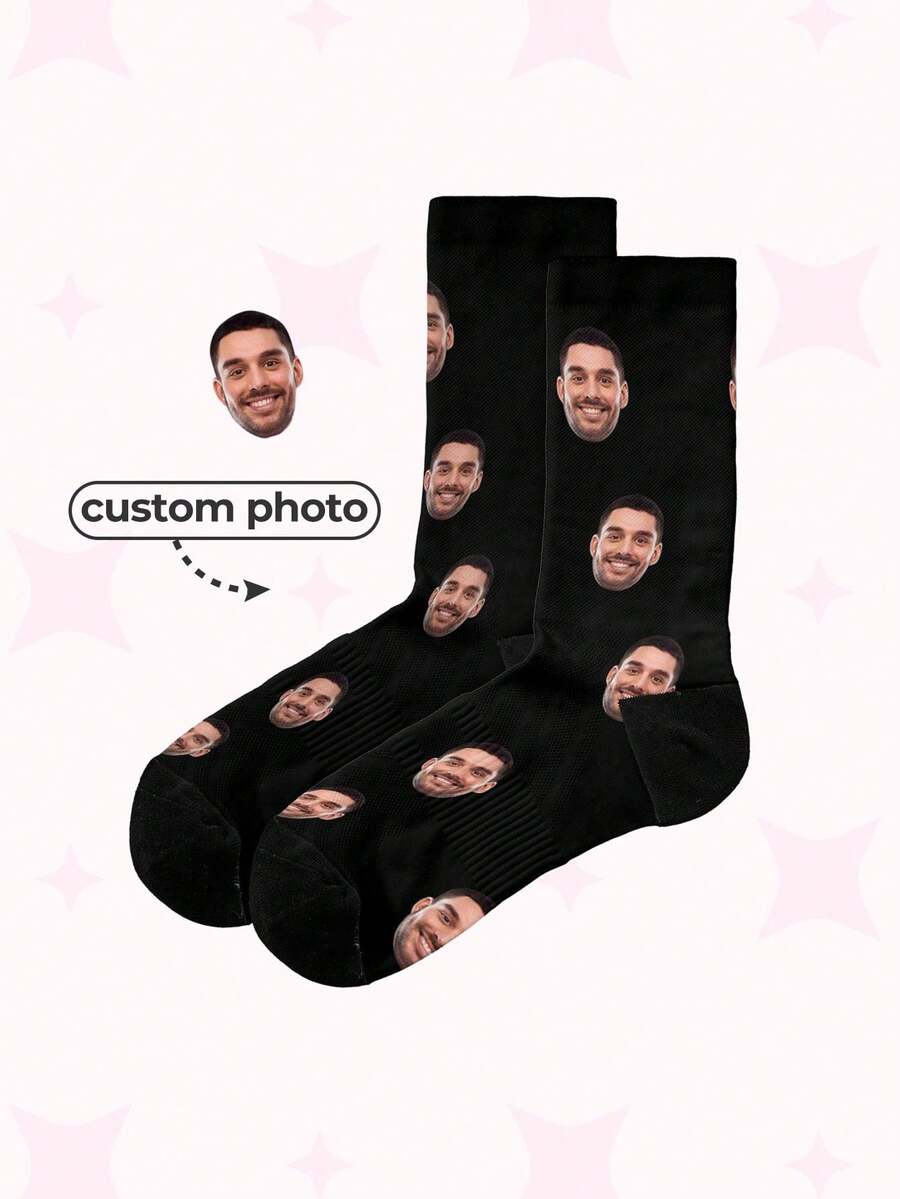 1 Pair Custom Face Socks, Personalized Funny Socks, Anniversary Gift, Valentine Gift, Birthday Gift, Wedding Gift, Boyfriend, Girlfriend, Family, Friends, Father's Day Gift