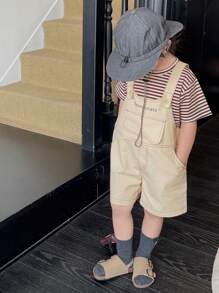 DAZY Set de 2 piezas de ropa para niños pequeños: camiseta de rayas y pantalones con estampado de letras, ropa de otoño para niños