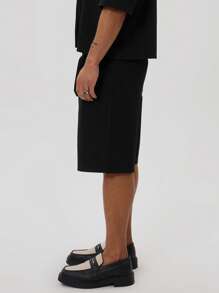 Musero 褶裥直筒长款系带短裤 - 黑色 - 查看 4