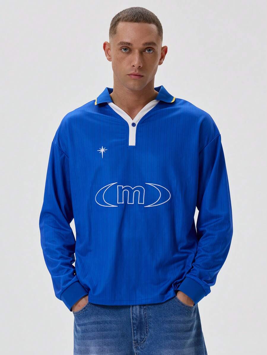 Musero Long Sleeve Football Jersey Sports Sweatshirt - Blue - View 1