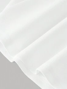 SHEIN Leap Crew Tween Girl Casual Mesh Patchwork Knit Solid Color Short Sleeve Dress - White - View 5