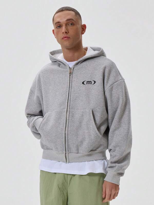 Musero Oversized Full Zip 'M' Slogan Hoodie