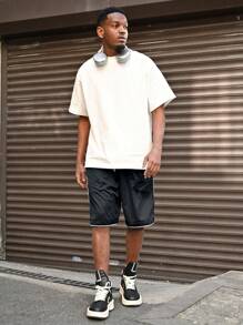 Manfinity VCAY Men's Casual Contrast Trim Drawstring Waist Shorts - Multicolor - View 4