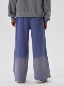 Musero Men Wide Leg Washed Heavy Jersey Sweatpants "NOTHING IS IMPOSSIBLE" Graphic Print SPRING SUMMER - Navy Blue - View 4