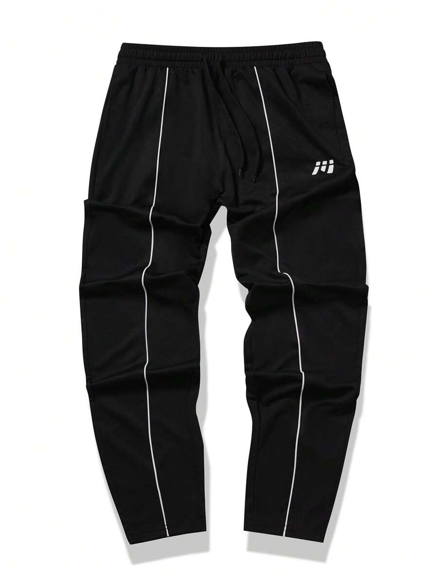 Manfinity Sport Corelite Men's Line Patchwork Front Tie Waist Simple Casual Sports Sweatpants