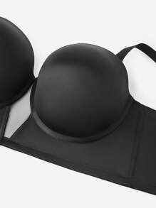 LUVLETTE Áo lót Plus Lingerie màu đen không dây, nâng ngực, có gọng, kiểu áo thun, áo corset, áo lót mặc ngoài, áo lót nửa thân cơ bản cho đám cưới. - màu đen - Xem 8