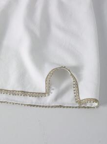 SHEIN Elegant Tween Girls Simple Sleeveless Cropped Tank Top With 3D Bow Detail And High Waist Slit Skirt 2 Pieces Outfit