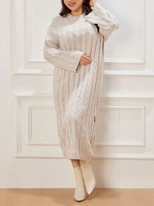 INAWLY Vestido-jersey de punto sencillo y de moda para mujer de talla grande, apto para uso diario