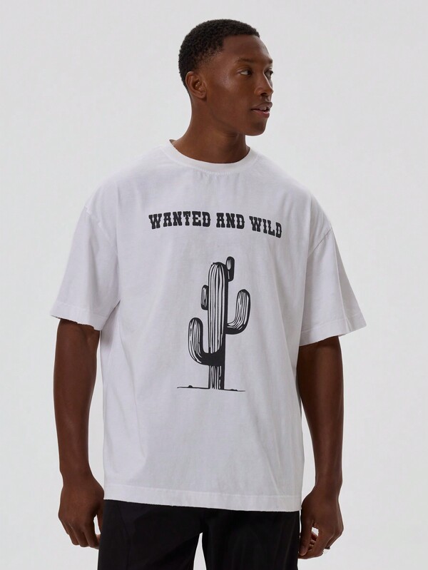 Musero Men Slogan Cactus Oversized T-Shirt