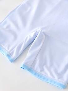 SHEIN Leap Crew 1pc Children's Colorblock Cartoon Shark Print Swimsuit, Casual & Cute, Suitable For Young Boys & Girls, Suitable For Beach, Vacation, Swimming, Water Play, Spring/Summer/Autumn/Winter - Multicolor - View 8