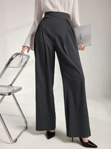 Modelyn Women's Solid Color Simple Fashion Casual Pants, Everyday Wear