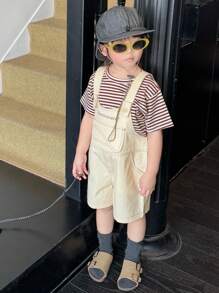 DAZY Set de 2 piezas de ropa para niños pequeños: camiseta de rayas y pantalones con estampado de letras, ropa de otoño para niños