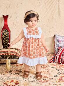 SHEIN 女婴花卉印花夏季度假连衣裙 - 彩色 - 查看 1