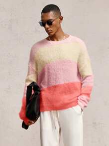 AKNOTIC Party Men's Ombre Knit Loose Fit Dropped Shoulder Casual Sweater, Suitable For Autumn And Winter - Multicolor - View 2