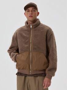 Musero Hybrid Borg And Nylon Oversized Long Sleeve Zip Through Hoodless Jacket SPRING SUMMER - Multicolor - View 1