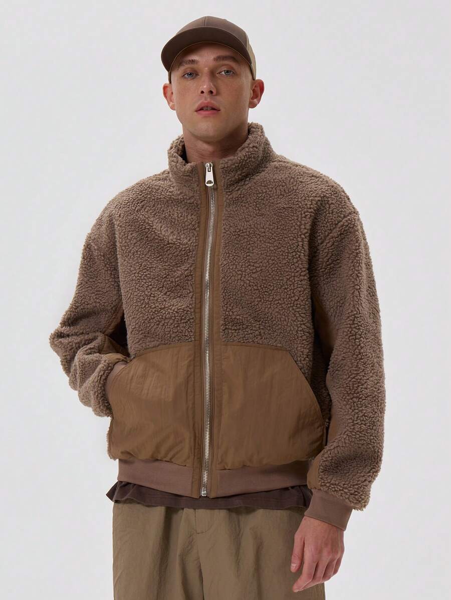 Musero Hybrid Borg And Nylon Oversized Long Sleeve Zip Through Hoodless Jacket SPRING SUMMER - Multicolor - View 1