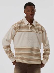 Musero Striped Slogan Men Polo Shirt