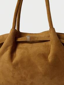 1 pieza Bolso de mano de ante sintético FEISTURE, bolso de mujer elegante y maduro de unicolor y gran capacidad, bolso de trabajo de estilo vintage adecuado para chicas, damas, estudiantes universitarias y trabajadoras de oficina, regalo de Navidad de invierno