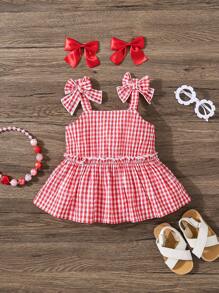 SHEIN 年轻女孩编织格子吊带背心