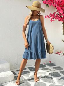 SHEIN Loose Maternity Dress, Casual & Comfortable For Daily Wear - Blue - View 2