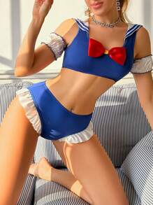 4pcs/Set Women Sexy Lingerie Costume Set - Multicolor - View 5