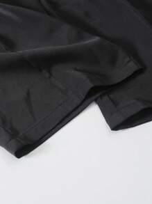 SHEIN Tween Girls Casual Minimalist High Waisted Loose Wide Leg Pants With Gold Button Decor, Versatile & Fashionable - Black - View 6