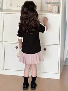 Dazy Kids Young Girl Casual Simple Fashion Round Neck Short Sleeve T-Shirt, Daily Wear,Girls Summer Outfits - Black - View 6