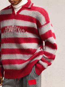 AKNOTIC Party 1pc Men's Turtleneck Fitted Casual Knitted Half-Zip Pullover Sweater, Suitable For Autumn/Winter - Multicolor - View 7