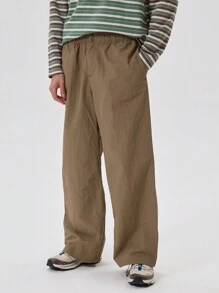 Musero Men Baggy Fit Shell Nylon Style Trousers Pants Elasticated Waistband SPRING SUMMER - Grey - View 2