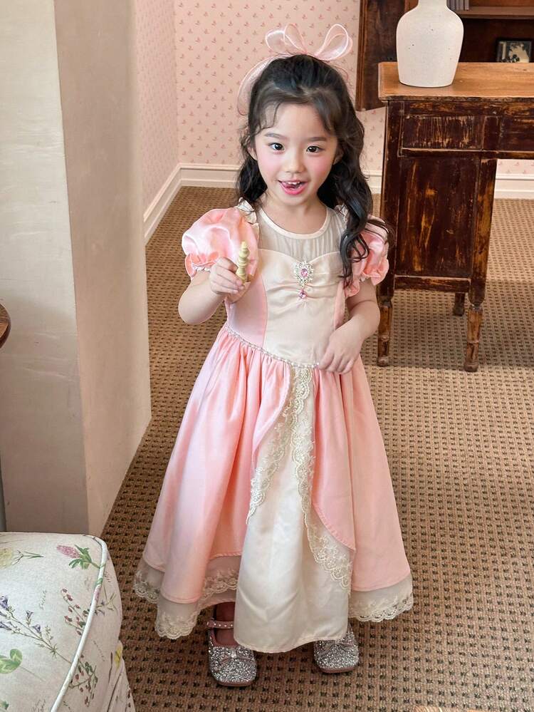 Ruched Short Puff Sleeve Elegant Dress