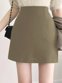DAZY 纯色短裙，简约时尚休闲日常秋季穿搭裙子