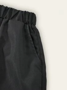 SHEIN Explorewe Conjunto casual de 2 piezas para adolescentes: camisa blanca con cuello y estampado musical en la espalda, y pantalones cortos negros, atuendo para festival de música - Blanco - Ver 8