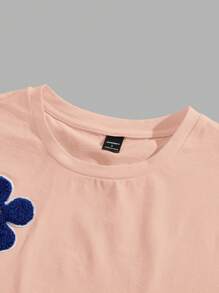 Manfinity VCAY 1 件男士派对基本休闲款高街复古风格针织时尚日常年轻休闲刺绣花朵图案 T 恤秋装万圣节服装万圣节睡衣搭配风格干净利落