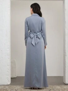 Graceveil 2 件缎面吊带背心和衬衫套装 - 霧霾藍 - 查看 2