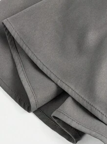 SHEIN Girlism Tween 女童纯色迷你裙拉链纯色百褶裙，日常穿着，休闲场合 - 灰色 - 查看 4