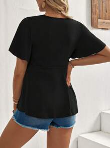 SHEIN Maternity Simple Color Short Sleeve T-Shirt, Casual And Fashionable For Everyday Wear