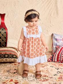 SHEIN 女婴花卉印花夏季度假连衣裙 - 彩色 - 查看 3