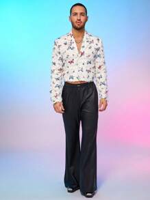 FeverCity Men's Floral Pattern Butterfly Decor Short Blazer Jacket, For Fall Winter - Multicolor - View 5