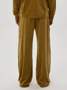 Musero Velour Straight Leg Trouser - Mustard Yellow - View 3