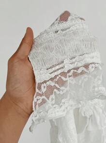 Flirla Solid Color Lace Twist Tie-Up Backless Halter Neck Top